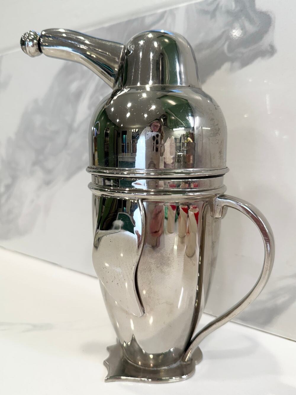 Restoration Hardware Stainless Steel Penguin Cocktail Shaker Vintage Barware